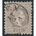 AUSTRIA - 1867 25Kr grey-lilac Emperor Franz Joseph, coarse print, used – Michel # 40Ib