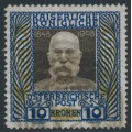 AUSTRIA - 1908 10Kr Emperor Franz Josef Jubilee on white paper, used – Michel # 156w