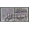 AUSTRIA - 1911 5Kr & 10Kr grey-violet Postage Dues, used – Michel # P45-P46