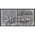 AUSTRIA - 1911 5Kr & 10Kr grey-violet Postage Dues, used – Michel # P45-P46