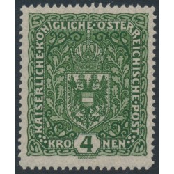 AUSTRIA - 1916 4Kr deep olive-green Coat of Arms, plain paper, MNH – Michel # 202I