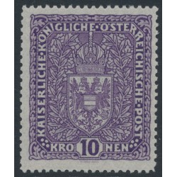 AUSTRIA - 1916 10Kr deep grey-violet Coat of Arms, plain paper, MNH – Michel # 203Ia