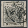 AUSTRIA - 1854 2Kr black Coat of Arms, machine-made paper, used – Michel # 2Ya