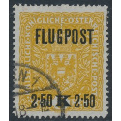 AUSTRIA - 1918 2.50K on 3Kr ochre Coat of Arms FLUGPOST, used – Michel # 226xIA