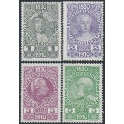 AUSTRIA - 1910 1H to 5H Emperor's Birthday, MNH – Michel # 161-164