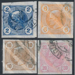 AUSTRIA - 1901 Newspaper stamps with varnish lines set of 4, used – Michel # 101-104