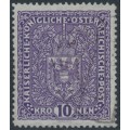 AUSTRIA - 1916 10Kr deep grey-violet Coat of Arms, plain paper, used – Michel # 203Ia