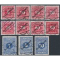 AUSTRIA - 1919 Postage Dues set of 11 o/p Deutschösterreich, used – Michel # P64-P74