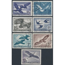 AUSTRIA - 1950-1953 60g to 20S Birds set of 7, used – Michel # 955-956, 968, 984-987