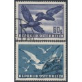 AUSTRIA - 1950 60g violet & 2S blue Birds set of 2, used – Michel # 955-956