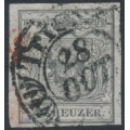 AUSTRIA - 1850 2Kr silver-grey Arms, imperf., hand-made paper, used – Michel # 2Xb