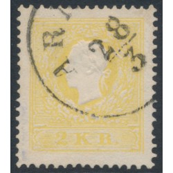 AUSTRIA - 1858 2Kr yellow Emperor Franz Joseph (type II), used – Michel # 10IIa