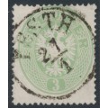 AUSTRIA - 1863 3Kr yellow-green Double-Headed Eagle, perf. 14, used – Michel # 25a