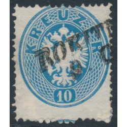 AUSTRIA - 1863 10Kr pale blue Double-Headed Eagle, perf. 14, used – Michel # 27a