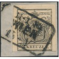AUSTRIA - 1854 2Kr black Coat of Arms, type III, used – Michel # 2Ya