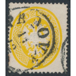 AUSTRIA - 1863 2So yellow Arms, perf. 14, Lombardy-Venice, used – Michel # 14