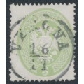AUSTRIA - 1863 3So pale green Arms, perf. 14, Lombardy-Venice, used – Michel # 15