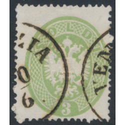 AUSTRIA - 1863 3So green Arms, perf. 14, Lombardy-Venice, used – Michel # 15