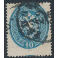AUSTRIA - 1863 10So blue Arms, perf. 14, Lombardy-Venice, used – Michel # 17