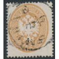 AUSTRIA - 1863 15So brown Arms, perf. 14, Lombardy-Venice, Levant cancel – Michel # V18