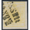 AUSTRIA - 1854 1Kr lemon-yellow Coat of Arms, type III, used – Michel # 1Ya