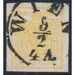 AUSTRIA - 1854 1Kr gold-yellow Coat of Arms, type Ib, used – Michel # 1Yc