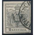 AUSTRIA - 1854 2Kr grey-black Coat of Arms, type IIIb, used – Michel # 2Yb