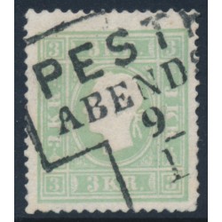 AUSTRIA - 1859 3Kr bluish green Emperor Franz Joseph (type II), used – Michel # 12b