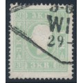 AUSTRIA - 1859 3Kr bluish green Emperor (type II), on thick paper, used – Michel # 12b