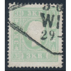 AUSTRIA - 1859 3Kr bluish green Emperor (type II), on thick paper, used – Michel # 12b