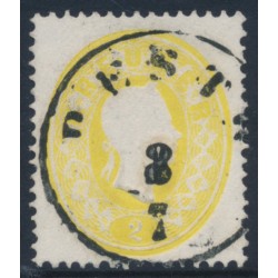 AUSTRIA - 1860 2Kr yellow Emperor Franz Joseph, perf. 14, used – Michel # 18a