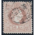 AUSTRIA - 1867 50Kr reddish brown Emperor, coarse print, used – Michel # 41Ib