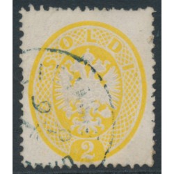 AUSTRIA - 1863 2So yellow Arms, Lombardy-Venice, Levant cancel – Michel # V14
