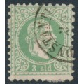 AUSTRIA / LEVANT - 1867 3So green Emperor, coarse print, used – Michel # 2I