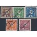 AUSTRIA - 1919 Newspaper Stamps set of 5, o/p Deutschösterreich, used – Michel # 247-251