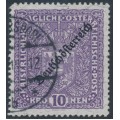 AUSTRIA - 1919 10Kr violet Arms, o/p Deutschösterreich, used – Michel # 246IIA