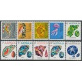 AUSTRALIA - 1973-1974 Marine Life & Gemstones set of 10, MNH – SG # 545-552a + 579