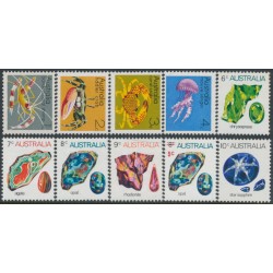 AUSTRALIA - 1973-1974 Marine Life & Gemstones set of 10, MNH – SG # 545-552a + 579