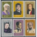 AUSTRALIA - 1975 10c Famous Women set of 6, mixed perfs., MNH – SG # 602-607