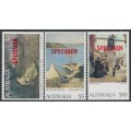 AUSTRALIA - 1983 $2 to $10 Paintings set of 3 o/p SPECIMEN, MNH – SG # 567s+567as+778s