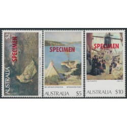 AUSTRALIA - 1983 $2 to $10 Paintings set of 3 o/p SPECIMEN, MNH – SG # 567s+567as+778s