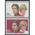 AUSTRALIA - 1981 24c & 60c Royal Wedding set of 2, MNH – SG # 821-822