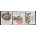 AUSTRALIA - 1983 5c, 25c & 50c Animals perf. 14¼:14, MNH – SG # 784a+789a+796a