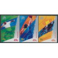 AUSTRALIA - 2000 49c Paralympic Games strip of 3, 'missing Tasmania', MNH – SG # 1994a