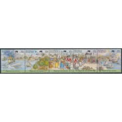 AUSTRALIA - 1987 37c First Fleet at Rio de Janeiro strip of 5, MNH – SG # 1077a