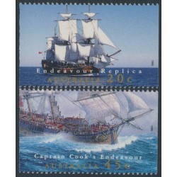 AUSTRALIA - 1995 20c & 45c Endeavour booklet stamps set of 2, MNH – SG # 1512-1513