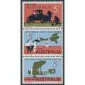 AUSTRALIA - 1969 5c First Flight vertical strip of 3, MNH – SG # 450a