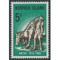 NORFOLK ISLAND - 1965 5d black/green ANZAC, MNH – SG # 58