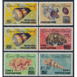 COCOS ISLANDS - 1990 Overprints on Shells issue set of 6, MNH – SG # 234-239