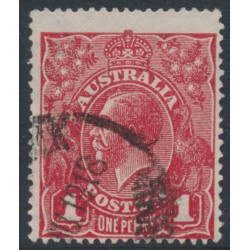 AUSTRALIA - 1918 1d deep carmine-red KGV (shade = G77), used – ACSC # 72R